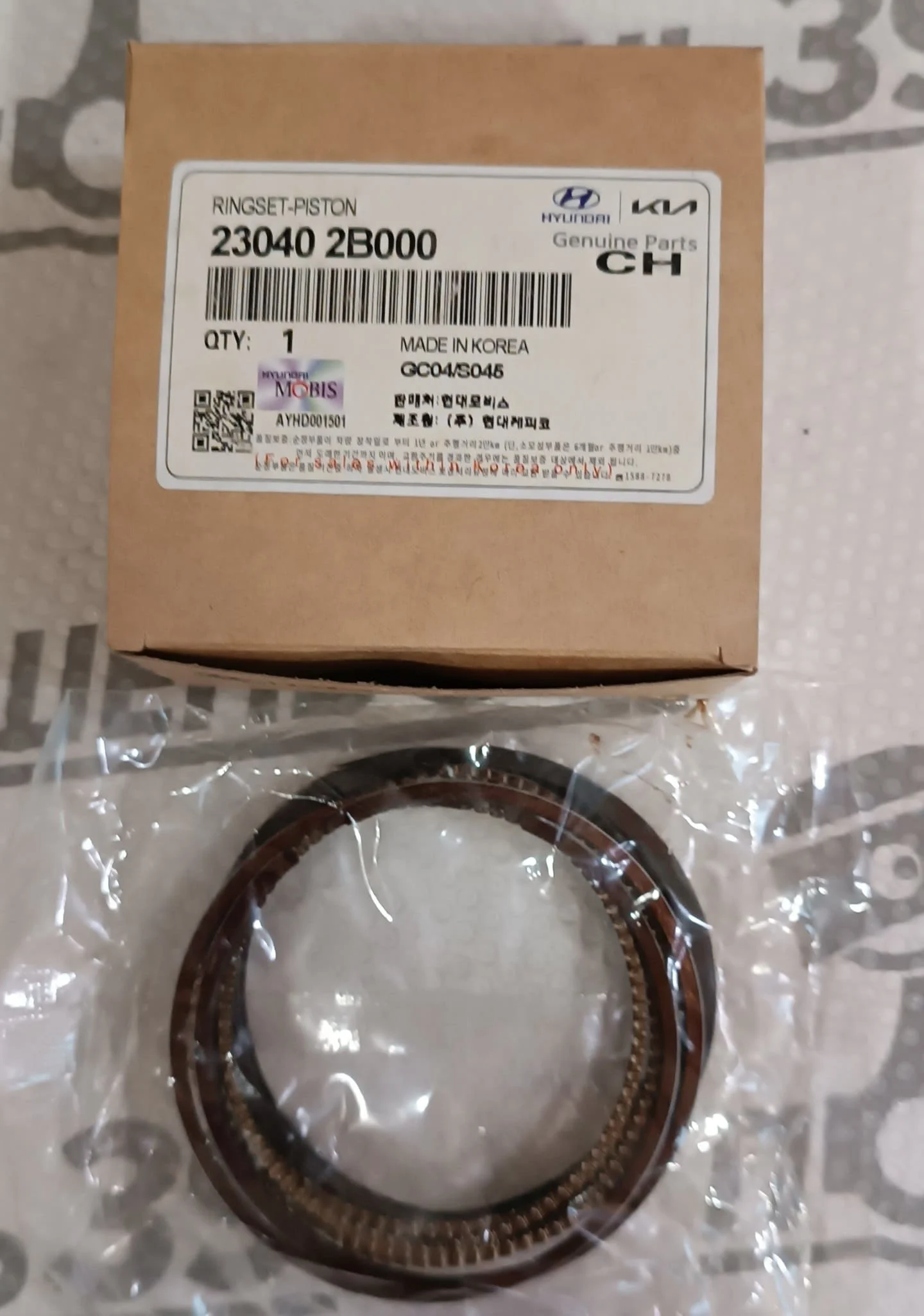 Поршневые кольца STD оригинал Hyundai Kia G4FC G4FA 23040-2B000